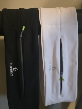 FlipBelt Slim Running Waist Pouches - Black & Whitw